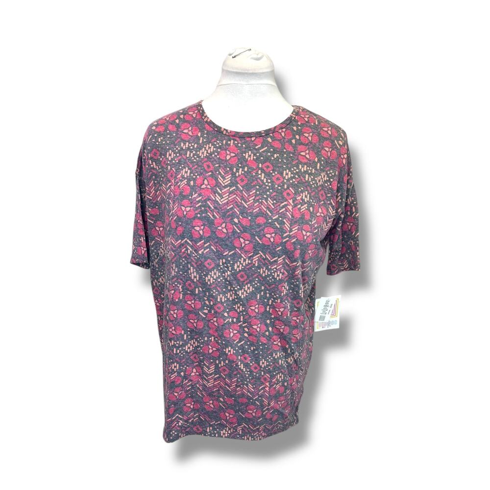 Lularoe Women’s High-Low Irma Tunic, Faded Black Geometric, size XXS